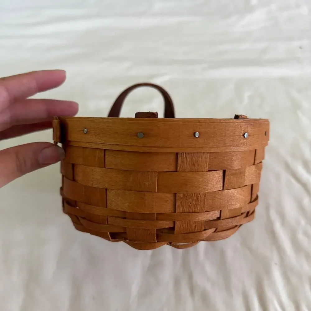Vintage Longaberger Round ~6 inch Basket Handles Cottagecore 90s 1991